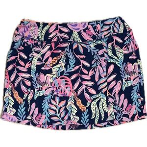 Lilly Pulitzer Luxletic Skort Medium Navy Tropical Print Golf Tennis Skirt